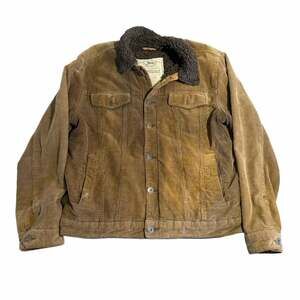 Aeropostale Corduroy Sherpa Trucker Jacket Size L Brown